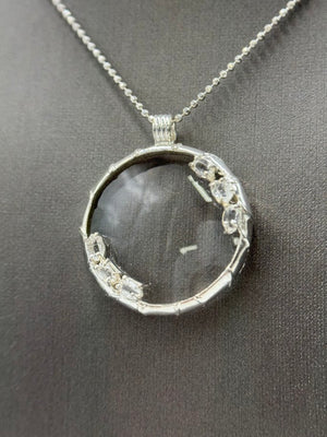 Herkimer Mines Silvertone "Diamond" Quartz Magnify Your Life Pendant Necklace, 30"