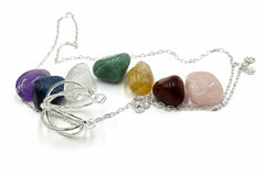 KALIFANO Silvertone Convertible Gemstone Pendant with Chain