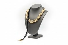Marla Wynne Goldtone Abstract Tube Necklace, 26"-49"