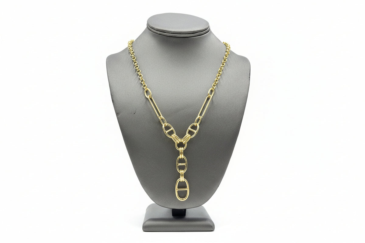 R.J. Graziano Goldtone "Golden Glamour" Mariner Link Y-necklace, 18"