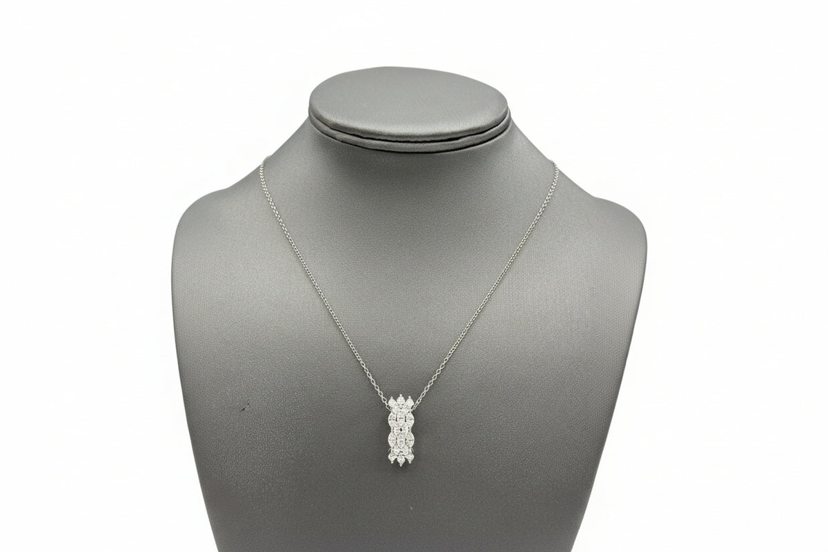 Absolute Sterling Silver Marquise Triple Row Pendant Necklace, 18"