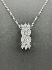 Absolute Sterling Silver Marquise Triple Row Pendant Necklace, 18"