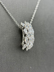 Absolute Sterling Silver Marquise Triple Row Pendant Necklace, 18"