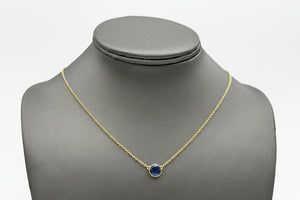 Joya Sterling Silver Deco Crushed Blue Diamond Round Pendant Necklace, 18"