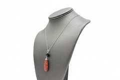Jade Of Yesteryear Sterling Silver Carved Red Jade & Faceted Garnet Necklace 18"
