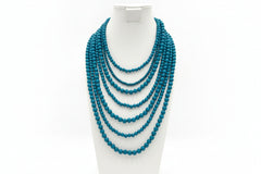 BaubleBar Bold Round Blue Beaded Multi-Strand Necklace 19"+3" GoldTone