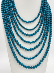 BaubleBar Bold Round Blue Beaded Multi-Strand Necklace 19"+3" GoldTone