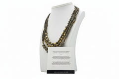 31 Bits Mystic Multi Layers Necklace, Green/Goldtone