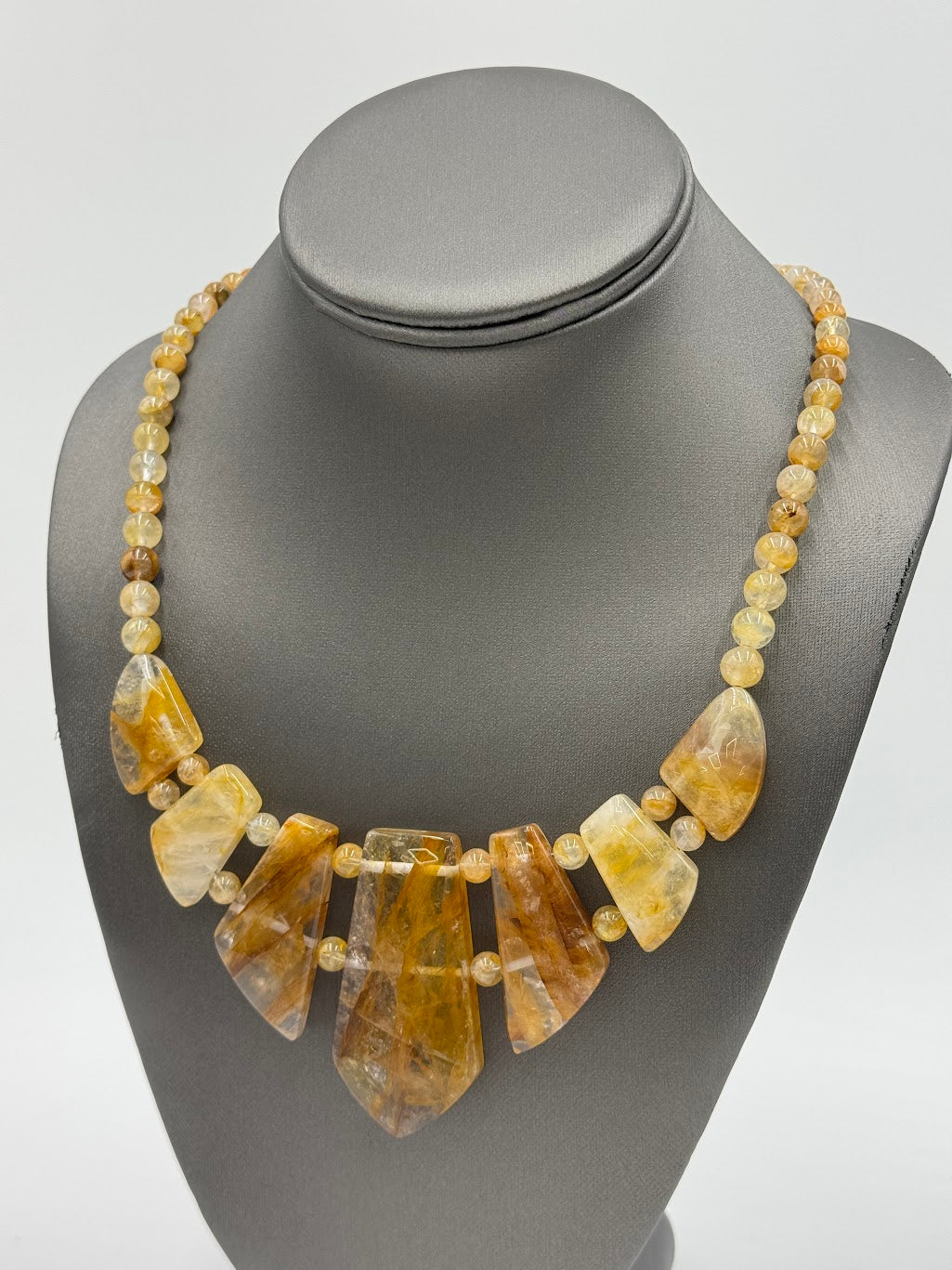 Jay King Sterling Silver Yellow Quartz Necklace 18" Madagascar Stones