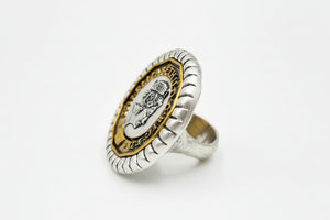 Patricia Nash Two-tone World Coin Pound Ring. Size 6