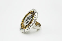 Patricia Nash Two-tone World Coin Pound Ring. Size 10