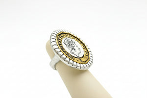 Patricia Nash Two-tone World Coin Pound Ring. Size 10