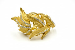 RFM Goldtone Crystal Leaf-Design Knuckle Ring, Size 6