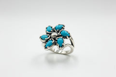 Carolyn Pollack Sleeping Beauty Turquoise Sterling Silver Pinwheel Ring Size 5