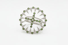 Rarities Sterling Silver Tsavorite & White Zircon Open Design Ring Size 6