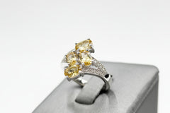 Colleen Lopez Sterling Silver Citrine & White Zircon Bypass Ring, Size 6