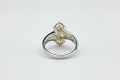 Colleen Lopez Sterling Silver Citrine & White Zircon Bypass Ring, Size 6