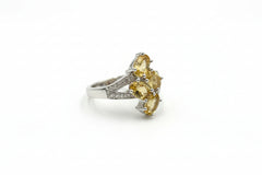 Colleen Lopez Sterling Silver Citrine & White Zircon Bypass Ring, Size 6