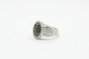 HSN Sterling Silver .25ctw Black Diamond Oval Cluster Ring, Size 6