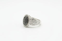 HSN Sterling Silver .25ctw Black Diamond Oval Cluster Ring, Size 6