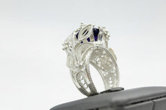 Ottoman Silver Bold Amethyst Wrapped Filigree Ring, Size 10