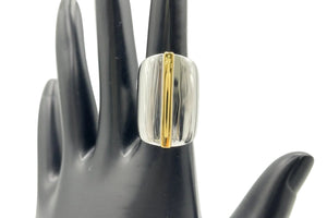 ELLE Sterling Silver and GoldPlated TwoTone Dome Ring, Size 5