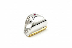 ELLE Sterling Silver and GoldPlated TwoTone Dome Ring, Size 5