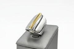 ELLE Sterling Silver and GoldPlated TwoTone Dome Ring, Size 5