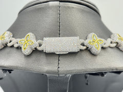 Duhaas Sterling Silver 925 Clover Infinity Chain Necklace 22” | 18mm Wide | DEF VVS Moissanite Pavé ~54 CTW | Citrine CZ Marquise Accents | 92.1g Solid Silver Statement Necklace