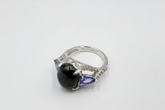 Paul Deasy Sterling Silver Oval Labradorite, Tanzanite & White Zircon Ring. Size 10