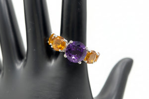 Colleen Lopez Sterling Silver African Amethyst & Citrine Ring, Size 7