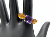 Colleen Lopez Sterling Silver African Amethyst & Citrine Ring, Size 7