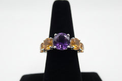 Colleen Lopez Sterling Silver African Amethyst & Citrine Ring, Size 7