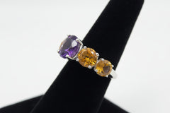Colleen Lopez Sterling Silver African Amethyst & Citrine Ring, Size 7