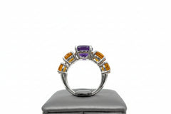 Colleen Lopez Sterling Silver African Amethyst & Citrine Ring, Size 7