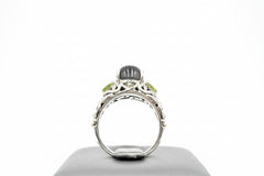 Artisan Crafted Sterling Silver Labradorite & Peridot Three Stone Ring Size 10