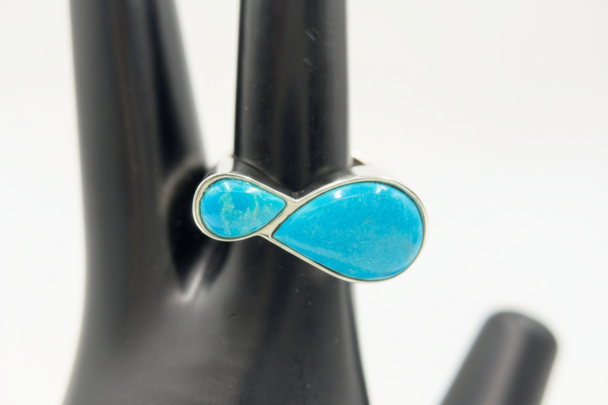 Jay King Sterling Silver 2Stone Turquoise Hill Turquoise Ring. Size 7