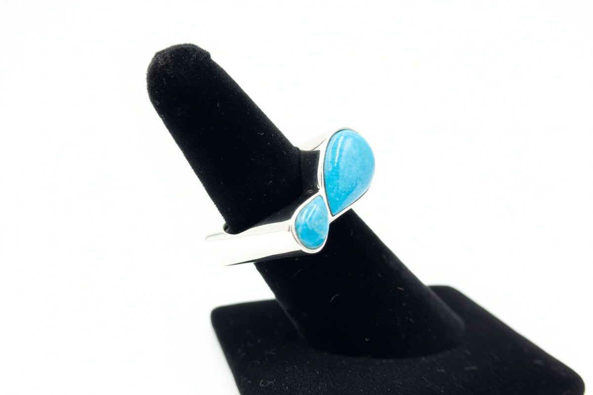 Jay King Sterling Silver 2Stone Turquoise Hill Turquoise Ring. Size 6