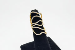 Italian Sterling Silver Goldclad Wide Free-Form Crystal Ring Size 6
