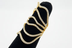 Italian Sterling Silver Goldclad Wide Free-Form Crystal Ring Size 6