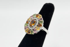 Colleen Lopez Sterling Silver Citrine and Multi Tourmaline Ring, Size 7