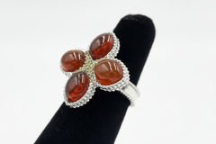 Generation Gems Sterling Silver Flower Cabochon Gemstone Ring, Size 5