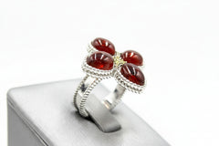 Generation Gems Sterling Silver Flower Cabochon Gemstone Ring, Size 5