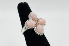 Generation Gems Sterling Silver Flower Cabochon Gemstone Ring, Size 7