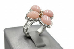 Generation Gems Sterling Silver Flower Cabochon Gemstone Ring, Size 7