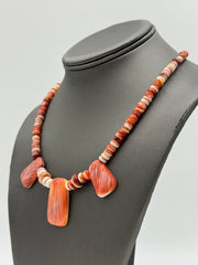 Jay King Sterling Silver Red Spiny Oyster Station Necklace, 18"