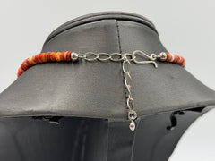 Jay King Sterling Silver Red Spiny Oyster Station Necklace, 18"