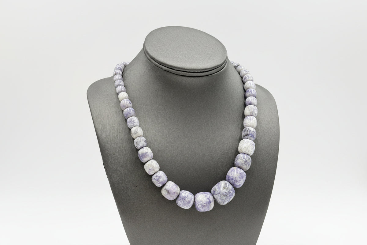 Jay King Sterling Silver Violet Stone Graduated Bead Necklace 18" .925