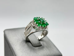 Colleen Lopez Sterling Silver Emerald & White Topaz Ring, Size 5