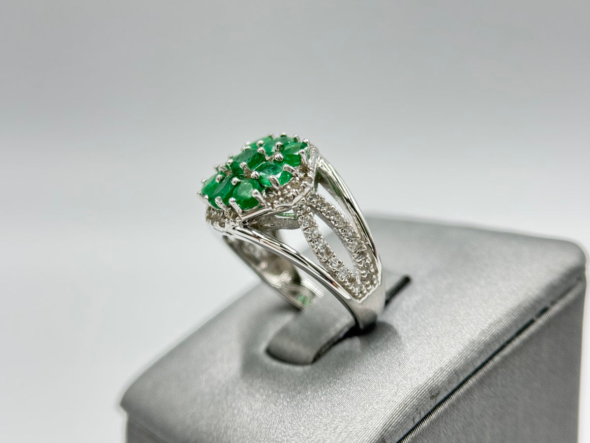 Colleen Lopez Sterling Silver Emerald & White Topaz Ring, Size 5